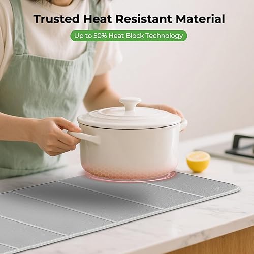 Miniatura 6 de FYY Tapete resistente al calor para alfombrillas de calentamiento de alimentos, mesas de 35.4 x 15.4 pulgadas protegidas, hasta un 50% de bloqueo de