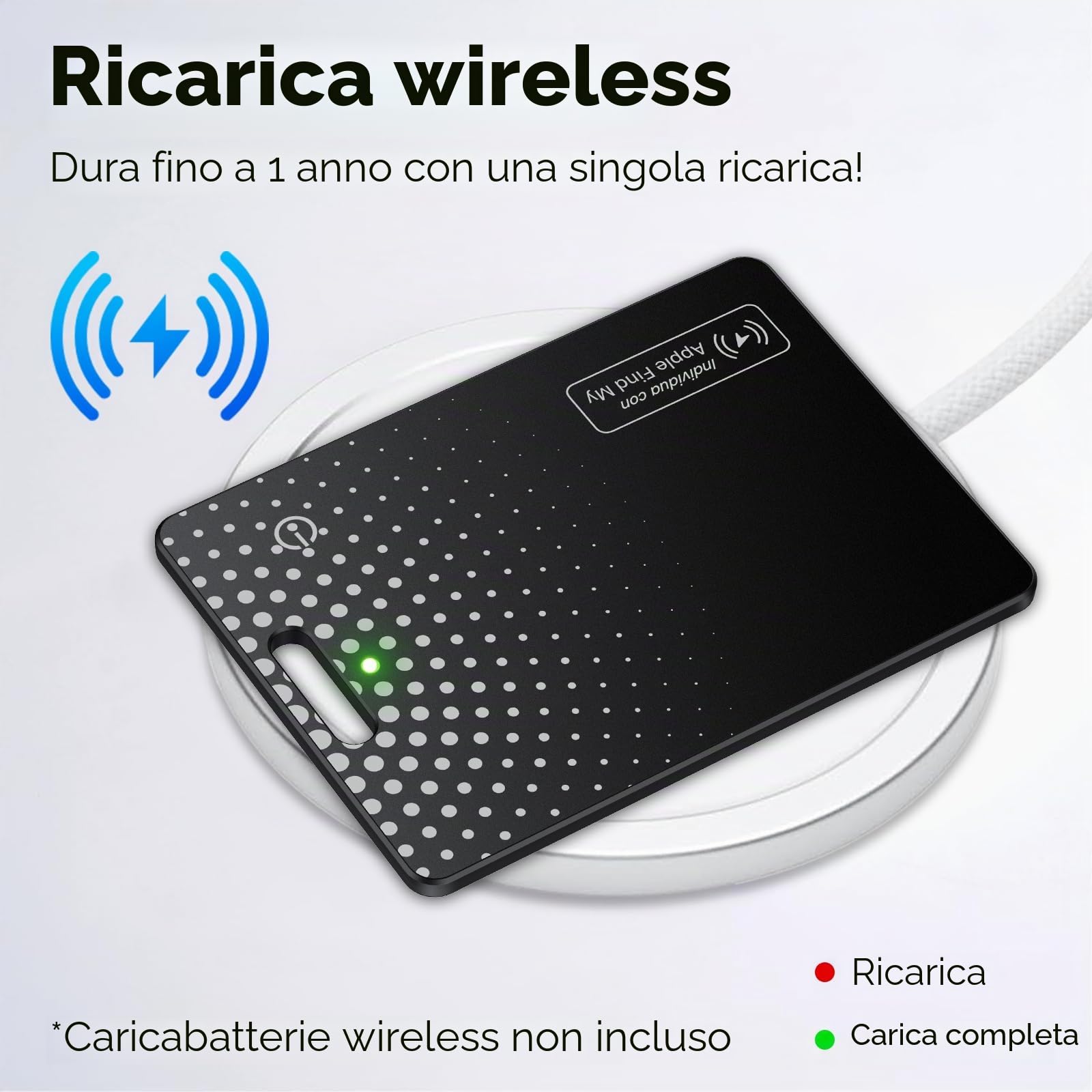 TIMU Air Tag Card Compatibile Apple Dov'è IP68 Impermeabile Wallet Tracker 1.7 mm Slim Smart Card Bluetooth Localizzatore per Valigie Portafoglio (Nero)