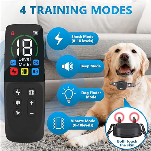 Miniatura 2 de Collar de entrenamiento para perros con control remoto, 2600 pies, collar de choque inteligente para perro con 4 modos de entrenamiento, bloqueo de