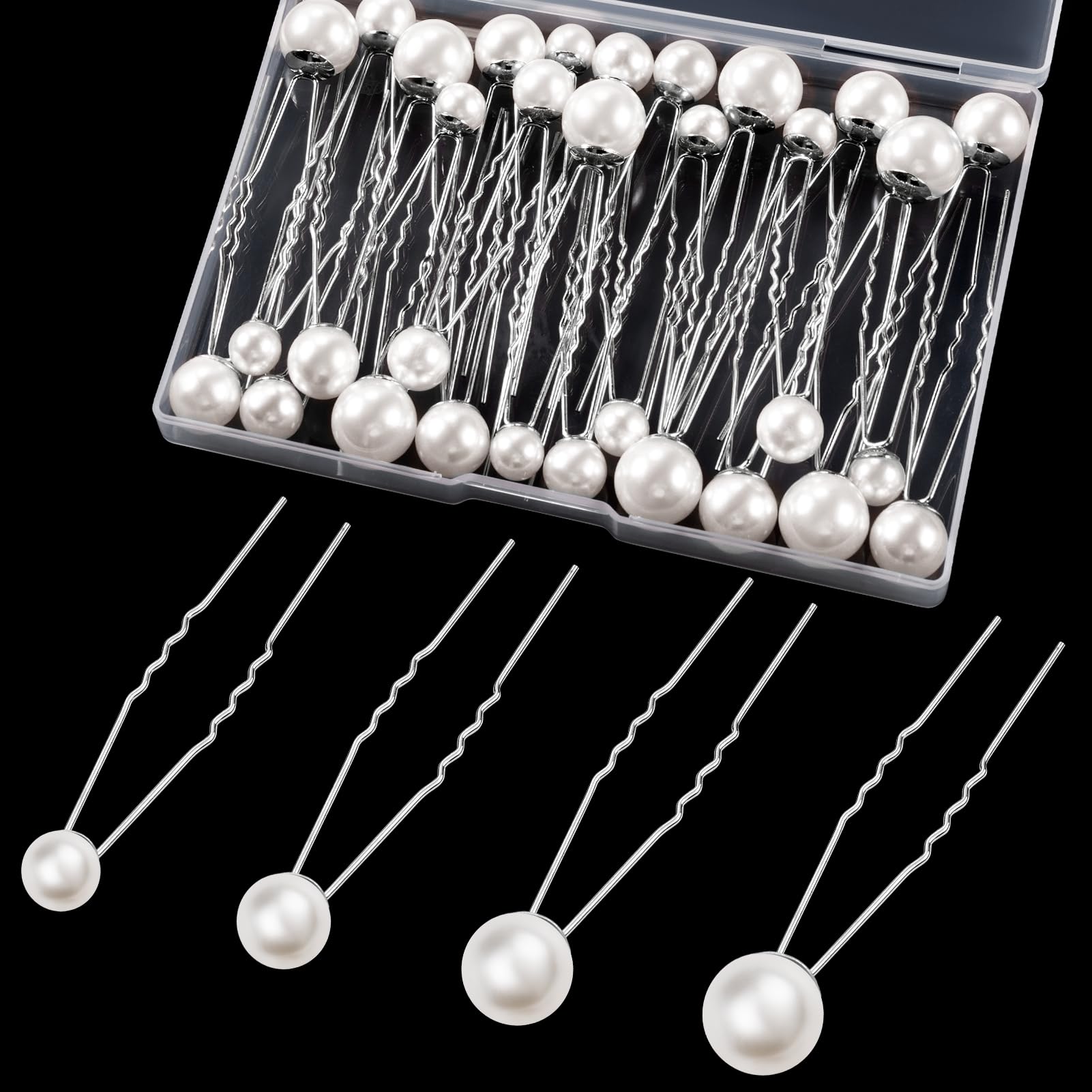 Kiiwah 32 Pezzi Sposa Fermaglio Capelli Donna, Elegante Forcine per Capelli Sposa con 4 Taglie Perla per Donne e Ragazzi, Perla Accessori Capelli Sposa per Matrimonio, Ballo di Fine Anno, Festa