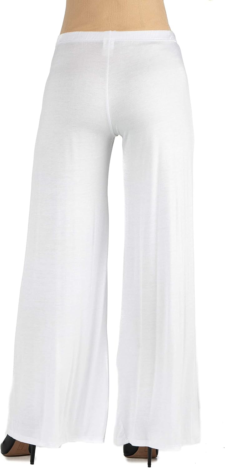 24seven Comfort Apparel Womens Maternity Stretch Waist Comfortable Solid Color Wide Leg Palazzo Pants -Small-3X