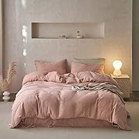 Vista 39 de EAVD Juego de funda de edredón vintage de algodón lavado suave con patrón de cuadros cuadriculados, funda de edredón geométrica de granja con 2