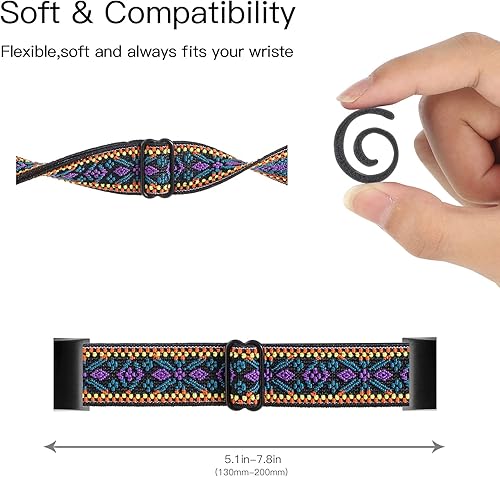 Miniatura 3 de YONWORTH - Banda elástica ajustable para reloj compatible con Fitbit Charge 2. Correa de nailon elástica, suave para muñecas. Pulsera deportiva de