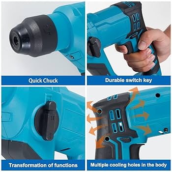 【本体のみ】ハンマードリル 電動式ハンマードリル 18Vバッテリー専用【新品】 Amazon | Shuiling 電動ハンマー （本体のみ） コードレス