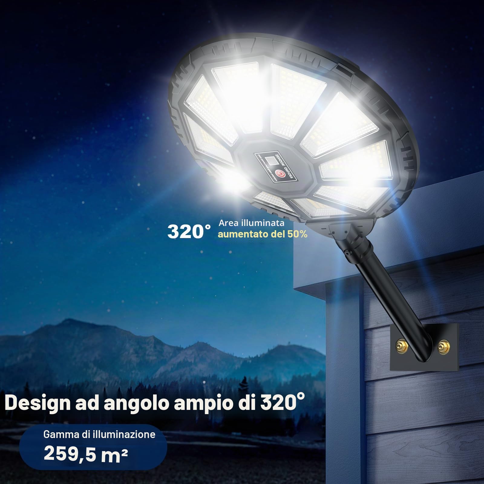 YACAISI Illuminazione esterna solare impermeabile, 8500K, luce solare a LED per esterni con sensore di movimento e telecomando per prato (2PACK)