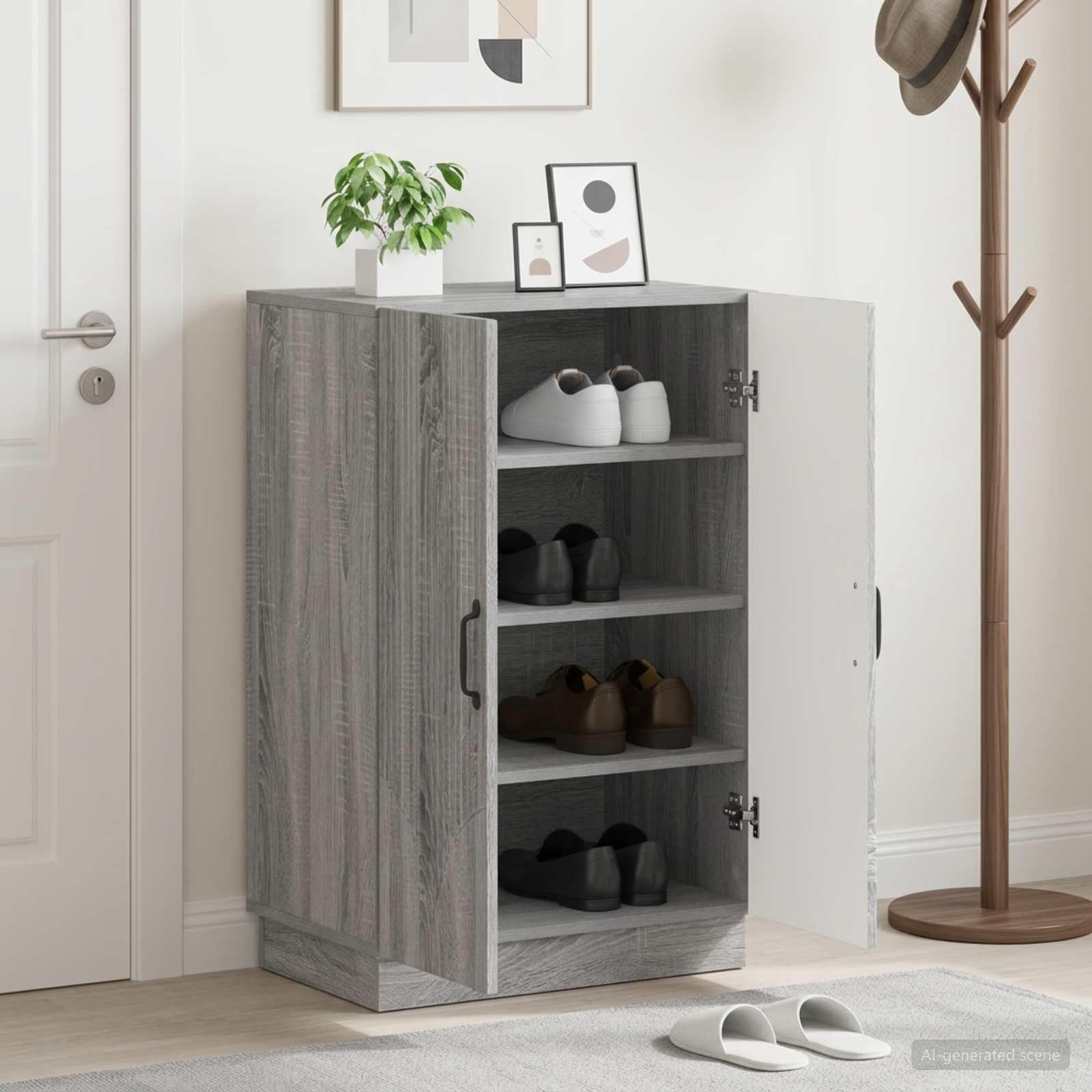 Scarpiera HOORN per corridoio, 59,5 x 39,5 x 87 cm, grigio sonoma