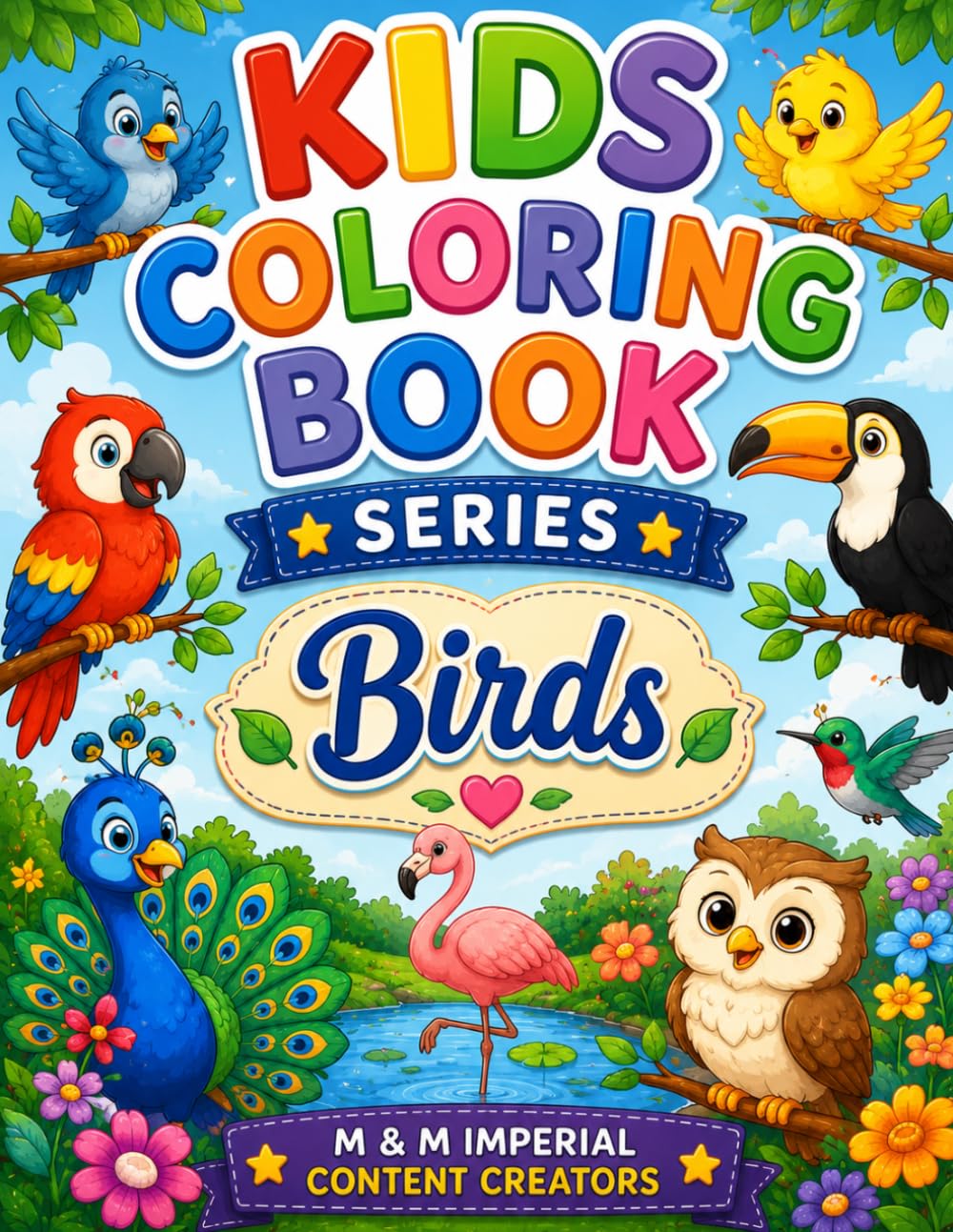 Coloring Book for Kids Series -12: Fun and Easy Bird Coloring Pages for Toddlers and Preschoolers | Cute Flying Birds and Nature Designs for Creative Learning and Relaxation