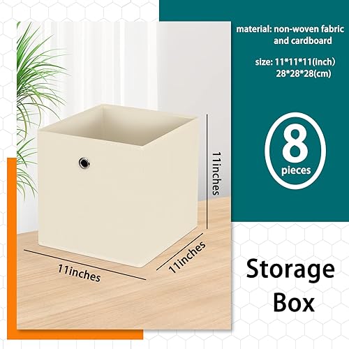 Miniatura 9 de Contenedores de almacenamiento de tela negra, cestas de tela para organizar estantes, cubos plegables de 11 pulgadas con asas para el hogar,