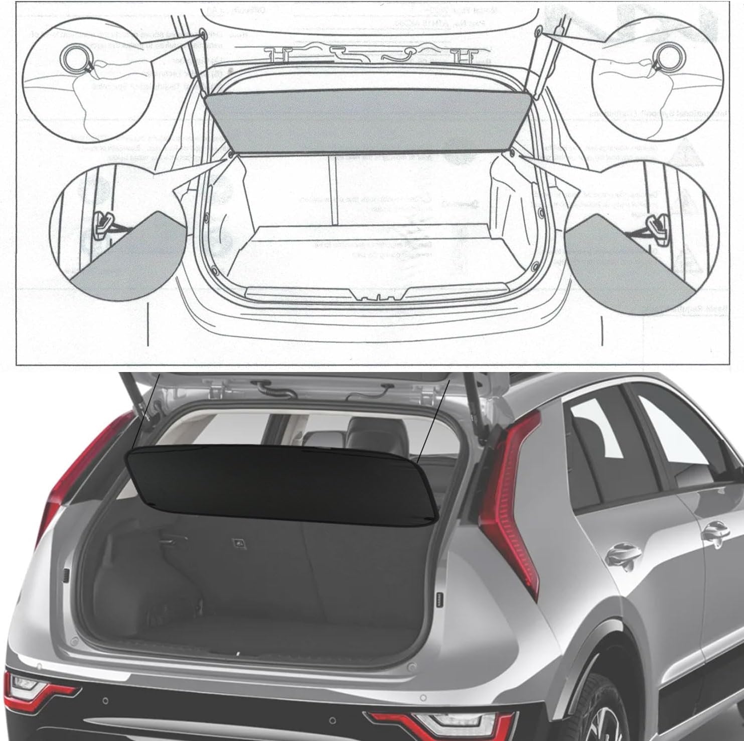 Cargo Cover for Kia NIRO Accessories & for NIRO Hybrid Accessories 2023 2024 2025 2026 Rear Black Trunk Shade Luggage Security Cover