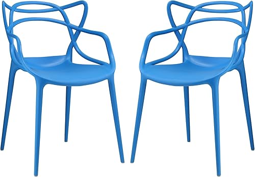 Miniatura 25 de Modway Enredado moderno plástico moldeado cuatro taburetes de bar en blanco - totalmente montados Blanco,Rojo