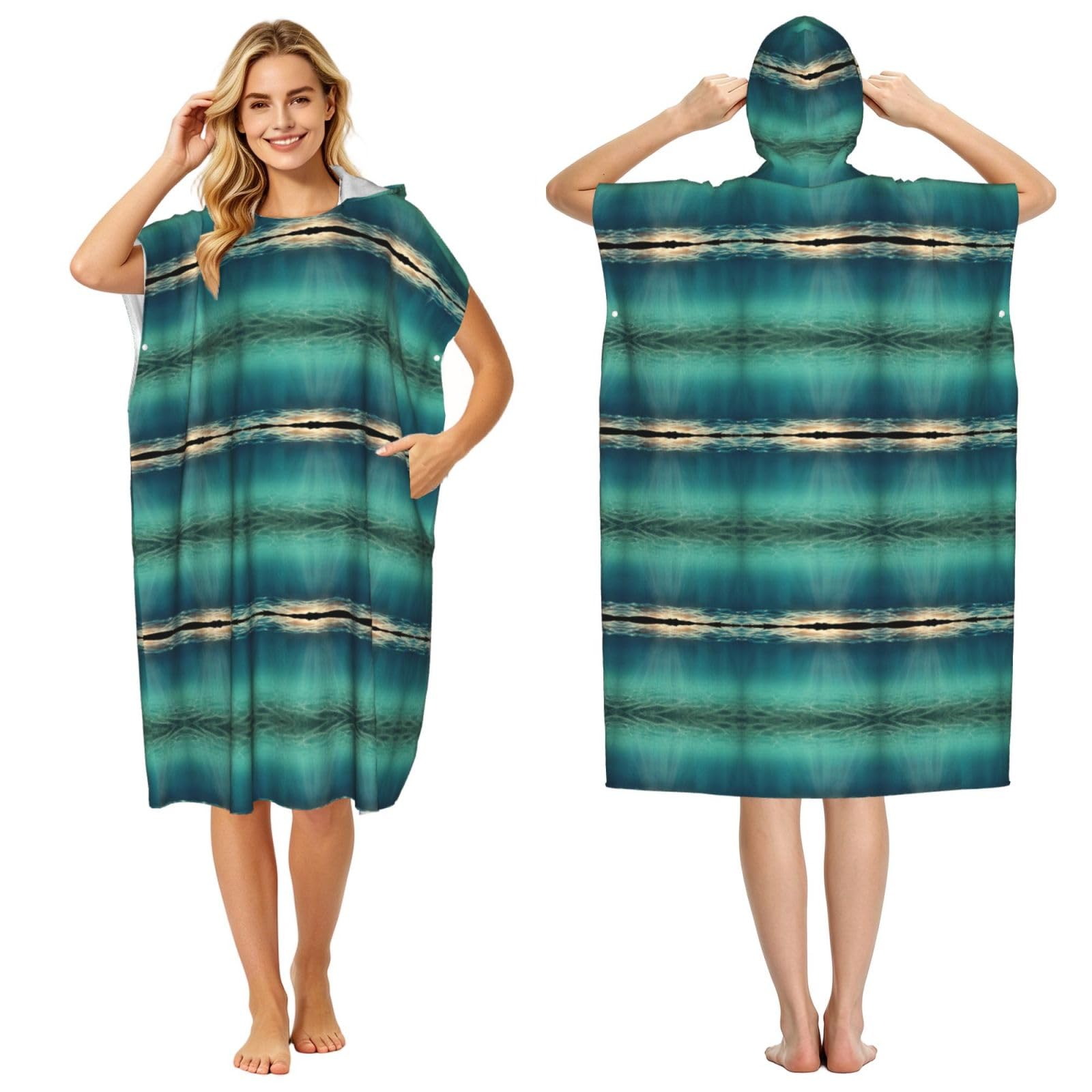 Poncho de bain à langer adulte microfibre avec imprimé mer