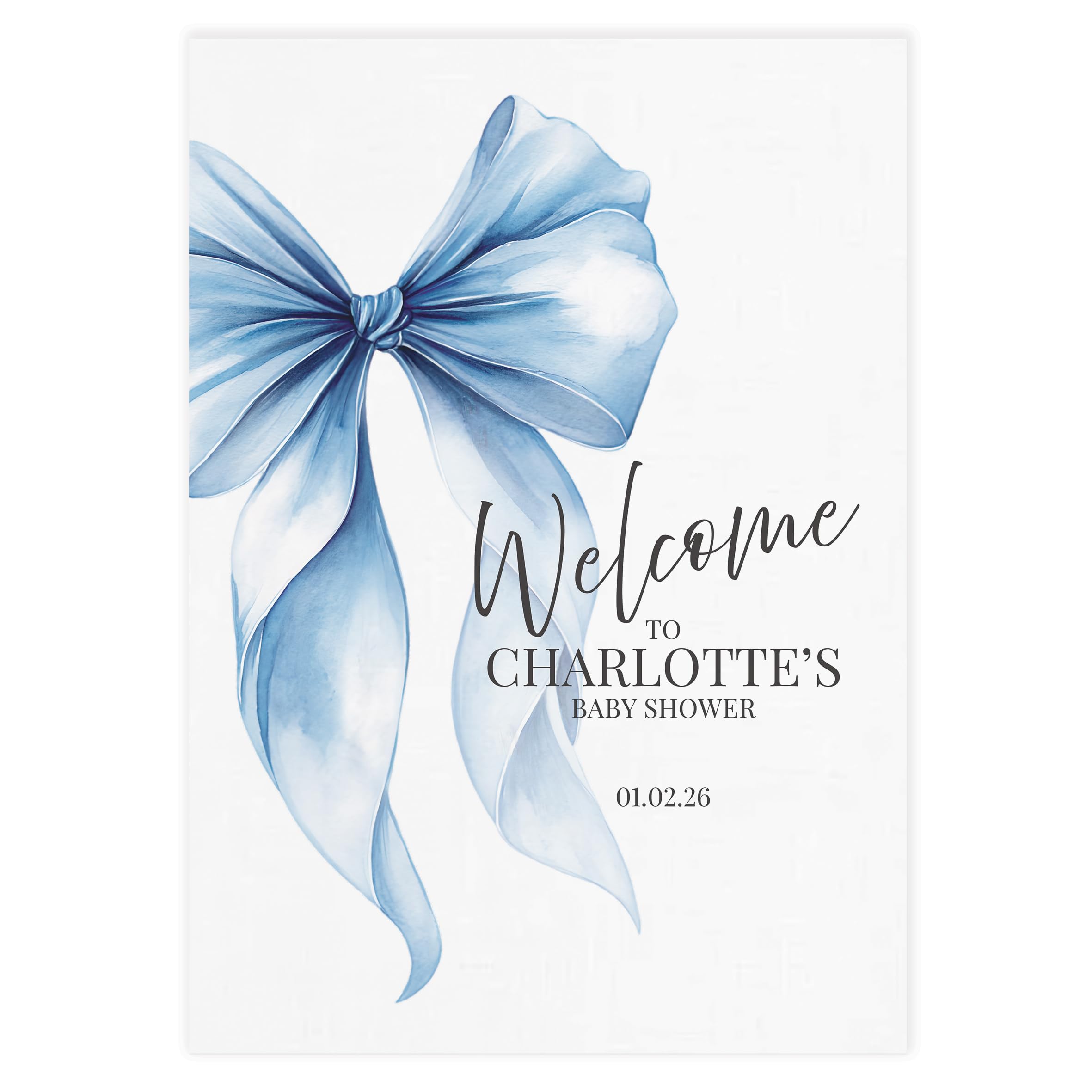 Personalised Baby Shower or Hen Party Welcome Poster, Bow Theme, Blue, A2