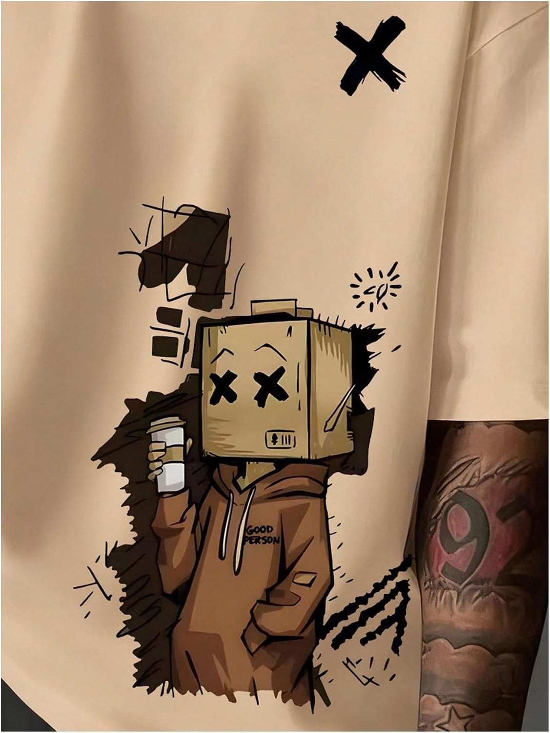 GORGLITTER Men's Cartoon Print Graphic Tees Short Sleeve Y2K Crew Neck Novelty Casual Gym T-Shirt Streetwear