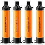 Membrane Solutions Personal Water Filter, Survival Filtration Straw Portable Gear, Emergency Preparedness, Supply for Drinking Hiking Camping Travel Hunting Fishing Team Family Outing (Orange, 4 Pack)