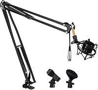 Vista 8 de Pyle Soporte de Micrófono Boom de Suspensión con Montura de Choque – Soporte de Micrófono de Escritorio Ajustable Brazo Boom con Abrazadera, Cable