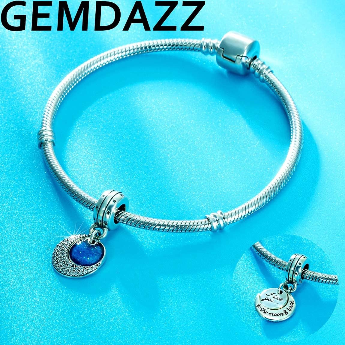 GEMDAZZ 925 Sterling Silver Valentines Day Charms Heart Charms, I Love You to The Moon and Back Pendant, Cupid Arrow and 4 Leaf Clover Beads fit European Bracelets, Gift for Lover/Wife/Girls