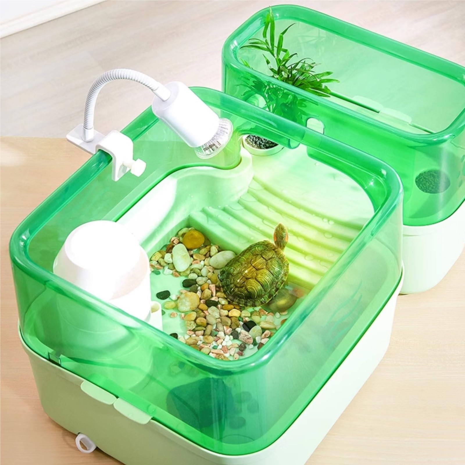Acuario para Tortugas Tanque de alimentación Tortugas con Drenaje Doble Capa for separación(Pequeño)