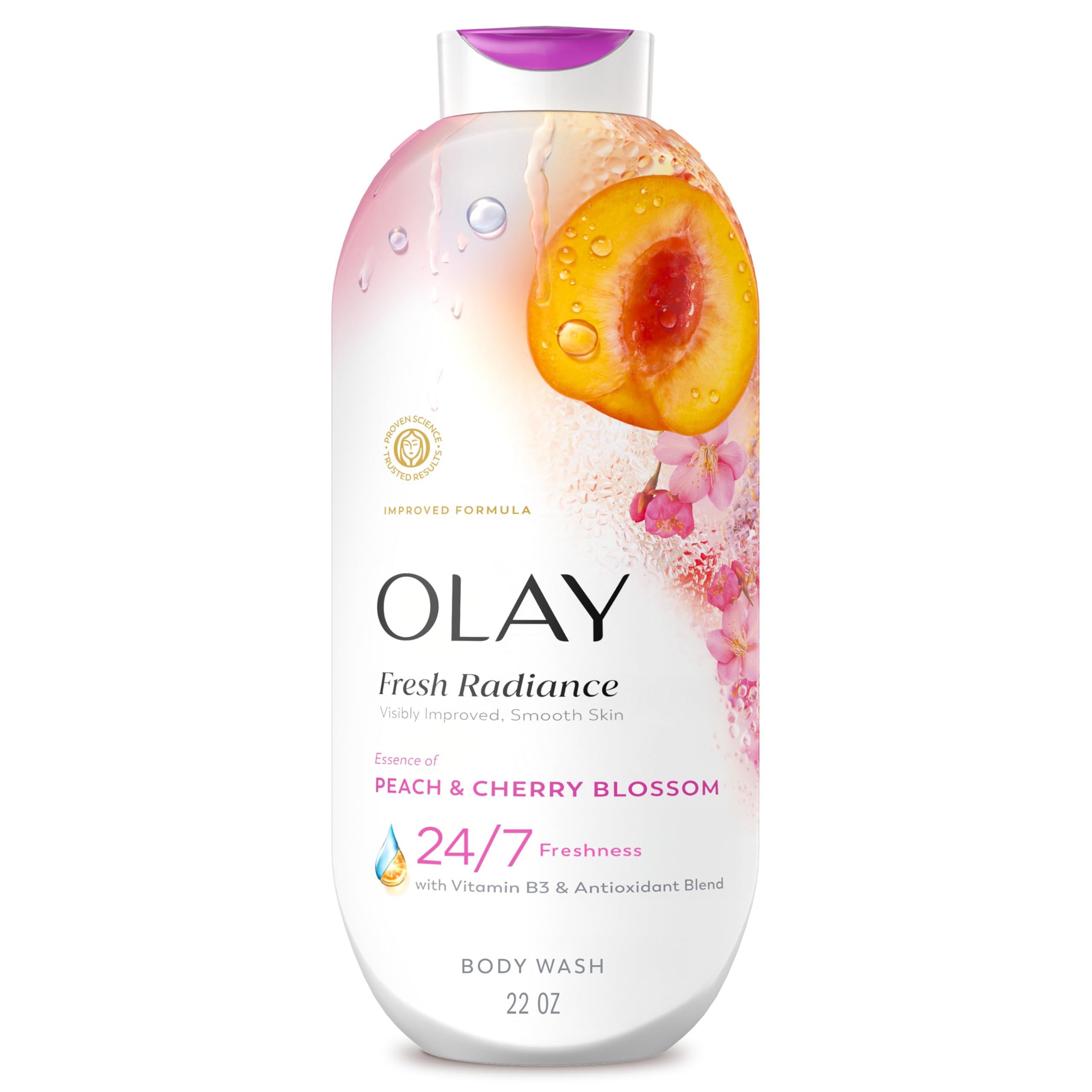 Olay Body Wash for Women Fresh Radiance 24 7 Skin-Loving Freshness Visibly Radiant Plant Based Cleansers Vitamin B3