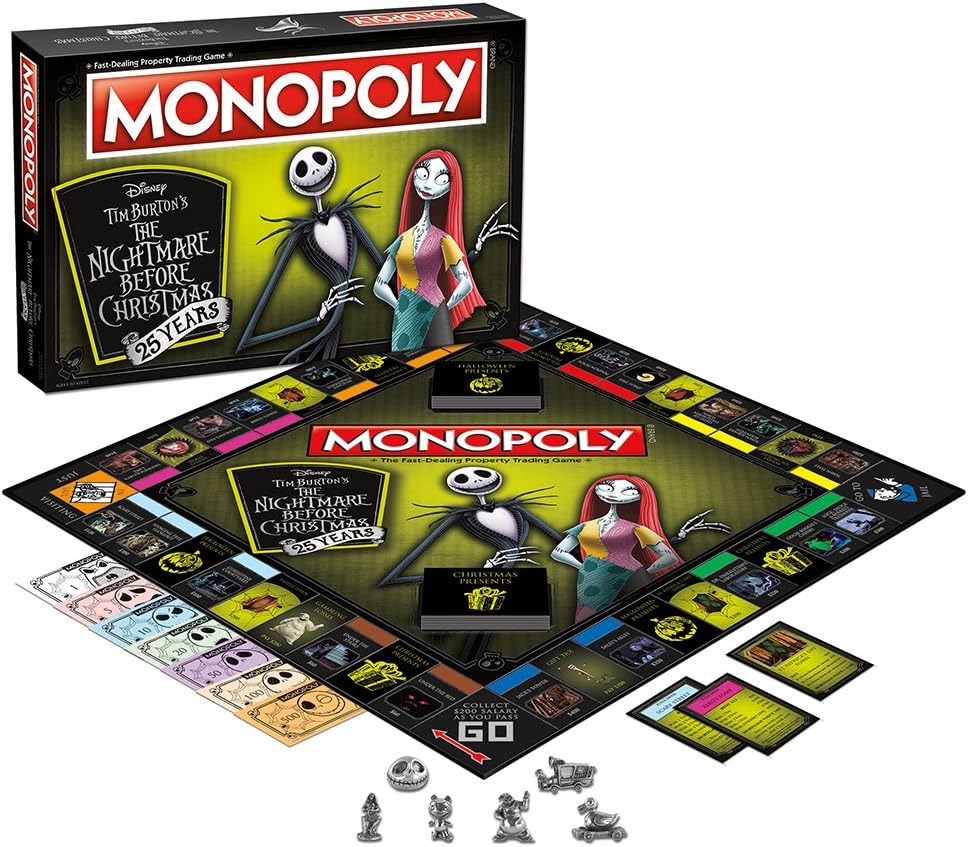 Monopoly Disney Nightmare Before Christmas 25 Years Board Game | 25th Anniversary Collector's Edition | Collectible Monopoly Tokens