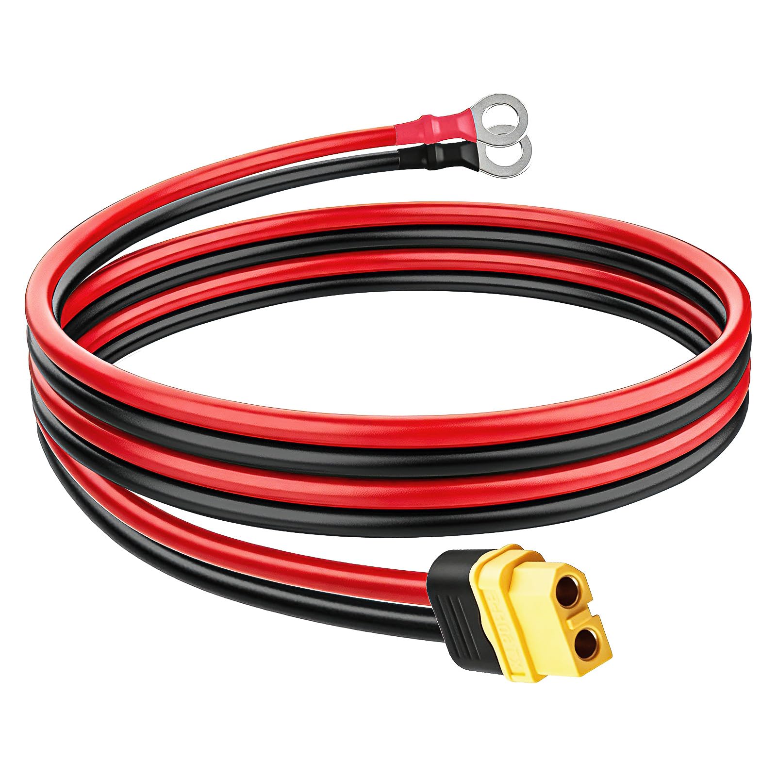 XT60 to O Ring Terminal Cable 12AWG XT60H Female Connector Extension Wire for RC Lipo Battery FPV Racing Drone Solar Panel Portable Power Station Heat Resistant 3.3FT