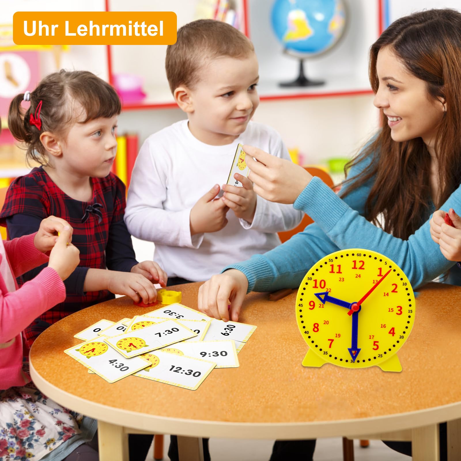APOMOONS Orologio Educativo, Giocattolo per Lapprendimento con Lancette delle Ore E dei Minuti,Orologio Didattico per Imparare A Leggere L'Ora per Ragazzi,Ragazze