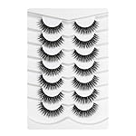 Happy Heartbeat 3D Clear Band Lashes 14mm Natural Soft Faux Mink Lashes C/D Curl Cat Eye Wispy Fake Eyelashes Short Cross Reusable False EyeLashes 7 Pairs (No.207)