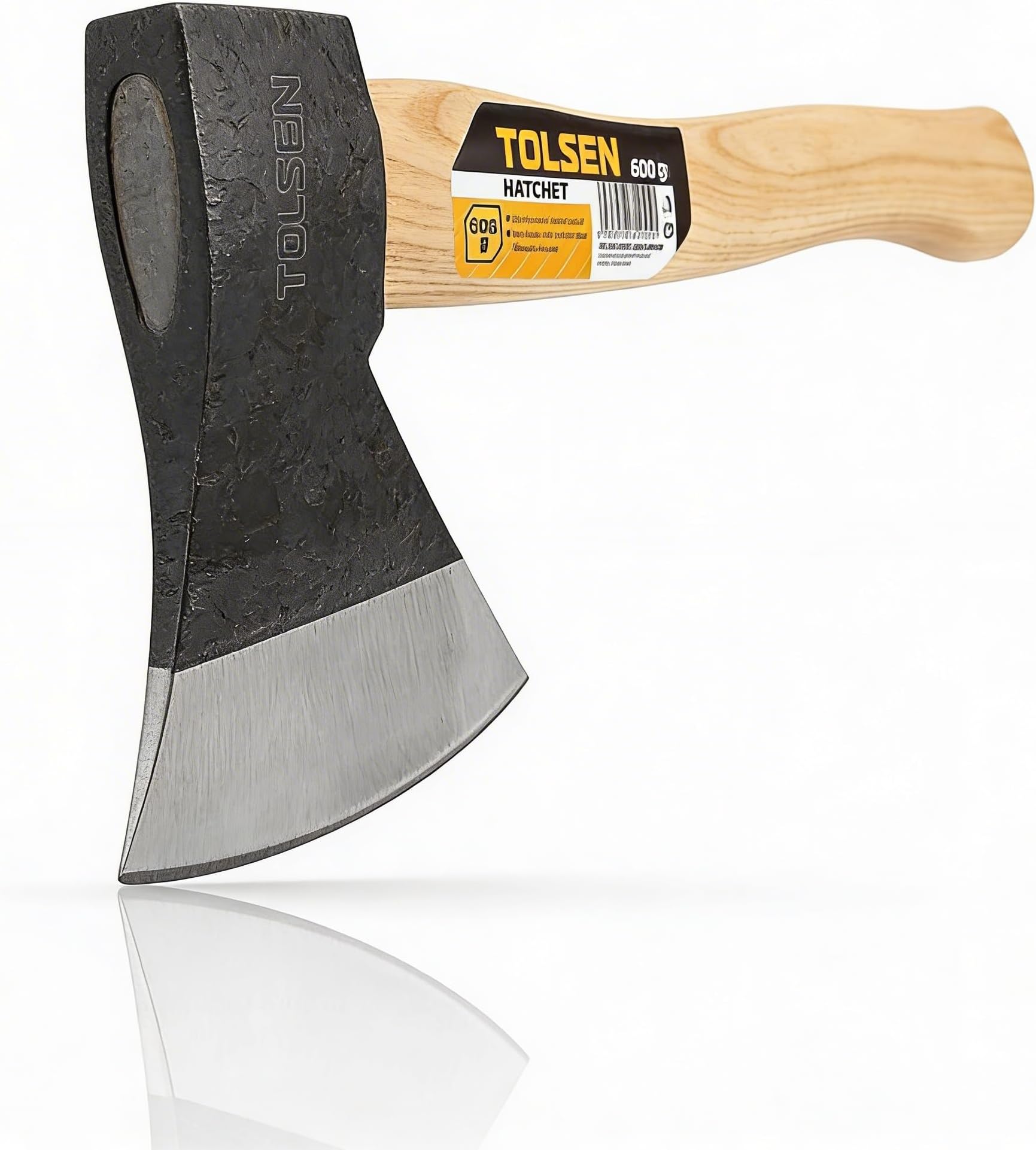 Axe 1250g with Drop Forged Steel Blade and Wooden Handle, Balanced Striking Tool with Polished Finish for Wood Processing, Outdoor Tasks, Garden Work, and General Cutting Applications