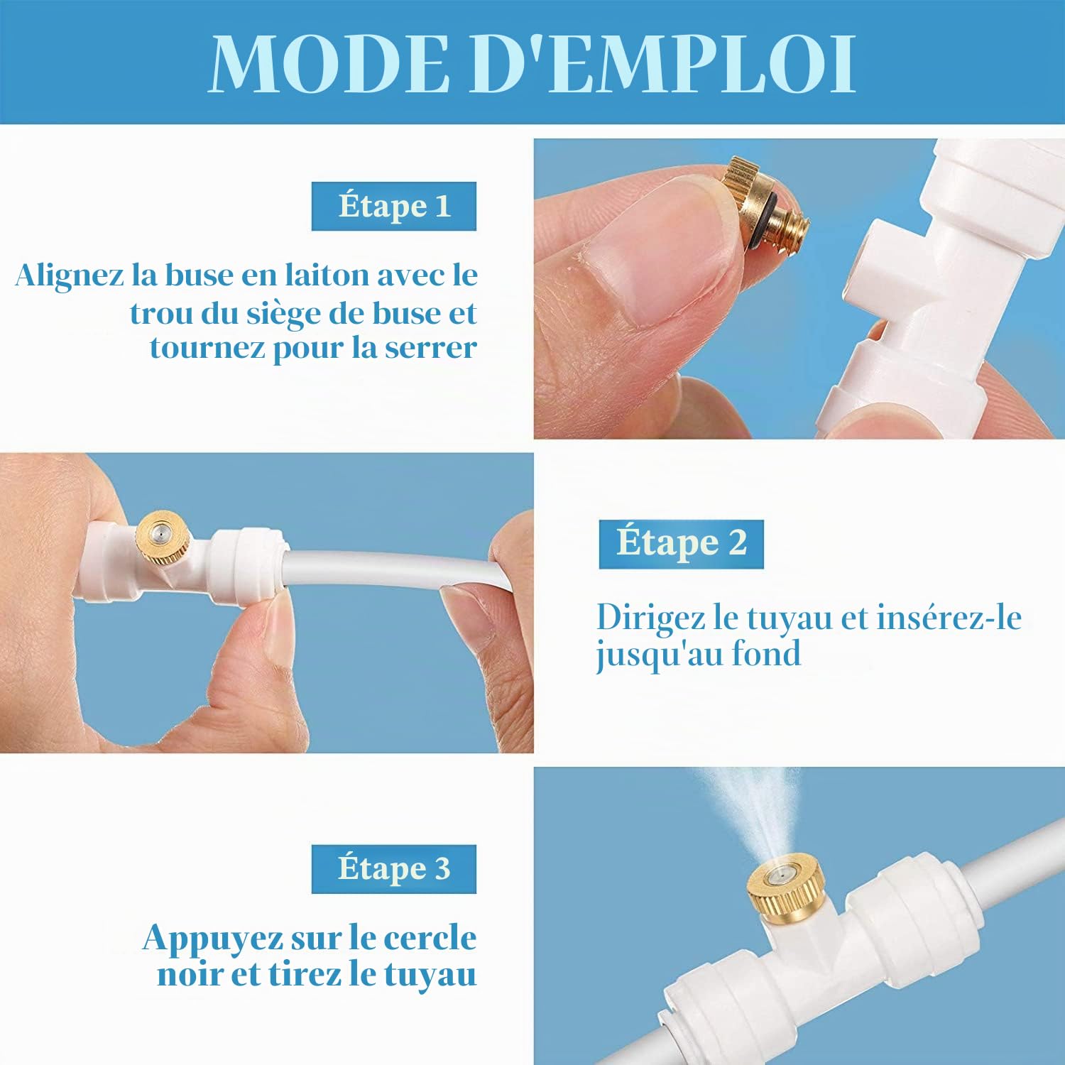 10m Kit d’Irrigation Système avec 10 Buses de Brume avec Joint en T,Système de Refroidissement parbrumisateur par Brouillard pour Jardin,Serre(Blanc