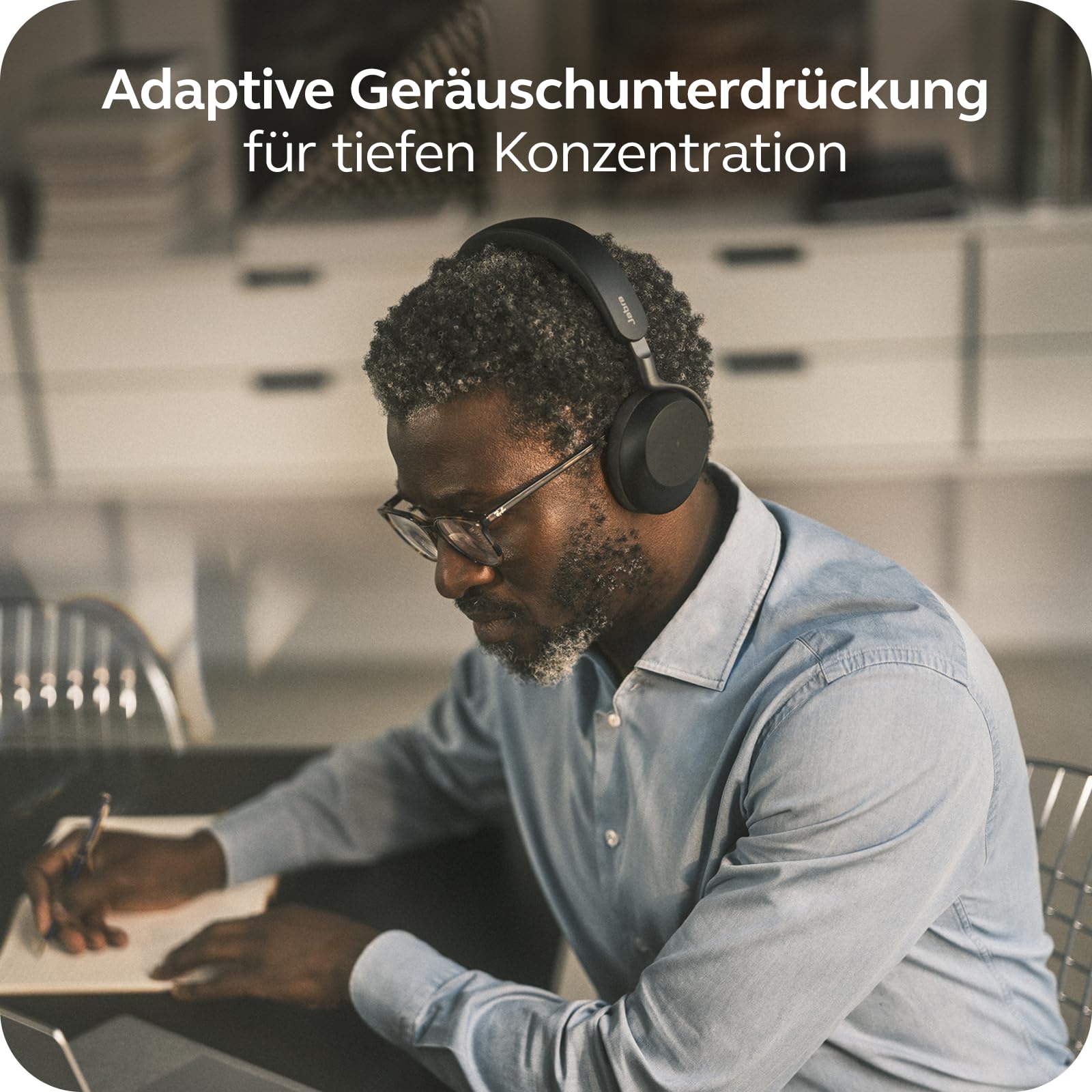 Jabra Evolve3 75 On-Ear Bluetooth Headset kabellos mit Mikrofon für Büro, USB-C, KI-Sprachanruf, Erweiterte Aktive Geräuschunterdrückung, 22h Akku, MS Teams Zertifiziert, Schwarz