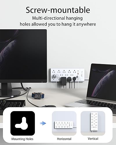 Miniatura 6 de Maxpw Regleta de protección contra sobretensiones extensor de salida con 14 salidas y 4 puertos USB (2 USB C), cable de extensión de 6 pies y