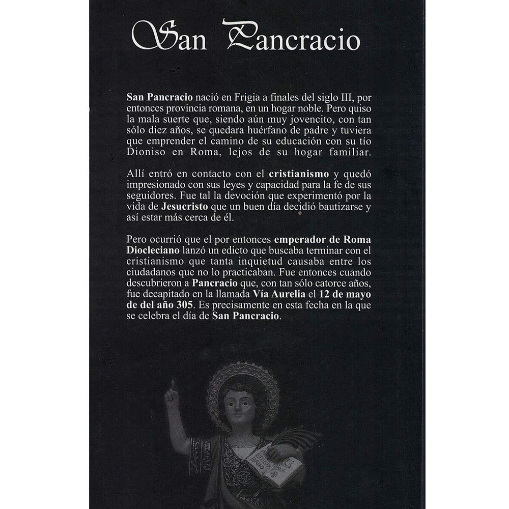 Figura San Pancracio Imagen 15Cm. Adorno Silueta Resina Peana Decoración