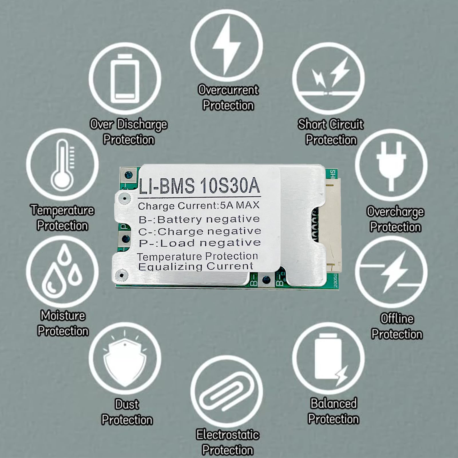 Scheda di Protezione Batteria Agli Ioni di Litio 36V 10S 30A 18650 con Bilanciamento