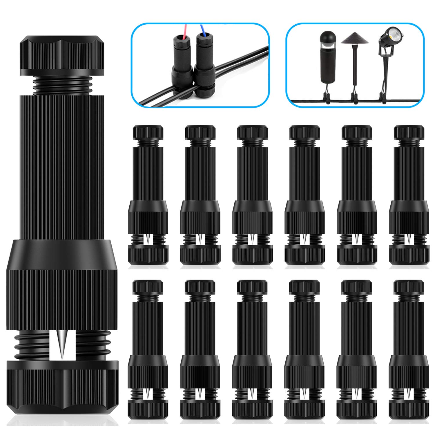 iCreating12Pack Low Voltage Landscape Lighting Cable Connector for Landscape Lighting Path Lights 12-20 Gauge Wire Connector Work with Malibu Paradise Moonrays and Other Outdoor Lighting
