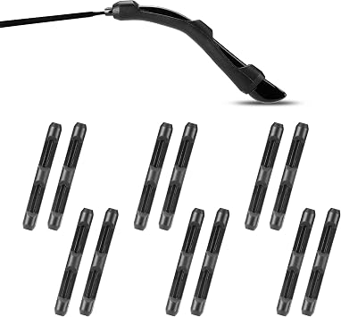 lvvfit Soft Silicone Eyeglasses Temple Tips Sleeve Retainer,Anti-Slip Elastic Comfort Glasses Retainers for Spectacle Sunglasses Reading Glasses Eyewear 6pairs Black
