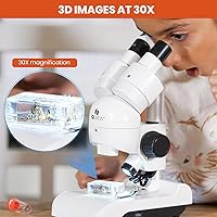 Vista 3 de AmScope - Microscopio estéreo portátil todo en uno de lujo 30X con doble iluminación LED y kit de accesorios - SE122