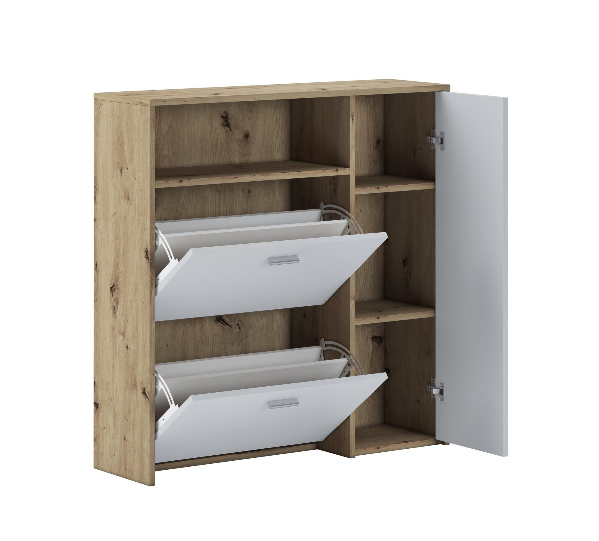 Dmora - Mobile da Ingresso Adriatico, Entratina Appendiabiti, Composizione per atrio, Consolle portaoggetti Multifunzione, 92x27h94 cm, Rovere e Bianco