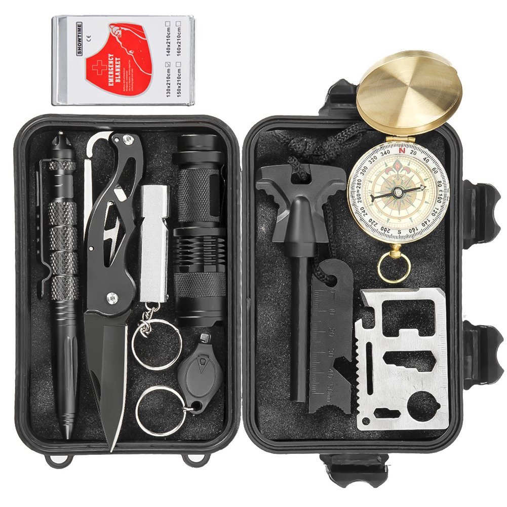 Survival-Kit 11-in-1 Mit Messer, Taschenlampe, Feuerstarter & Mehr – Kompakt Für Camping, Wandern, Outdoor