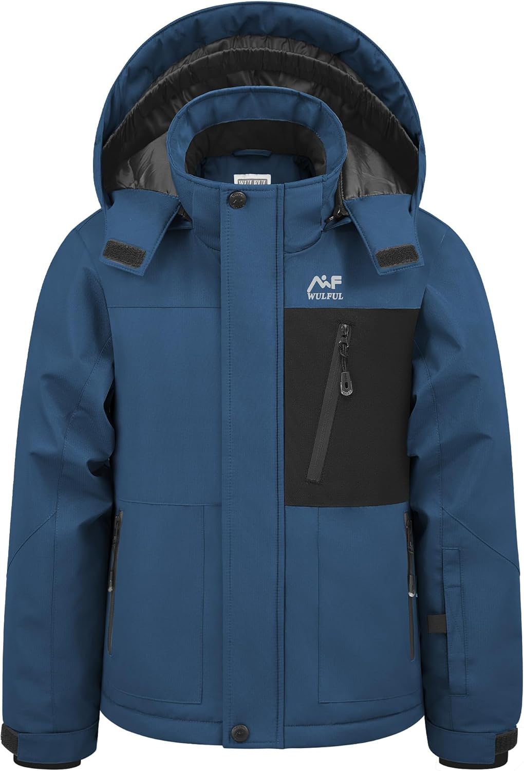 WULFUL Boy's Winter Waterproof Ski Coat Kids Windproof Snow Jacket with Detachable Hood