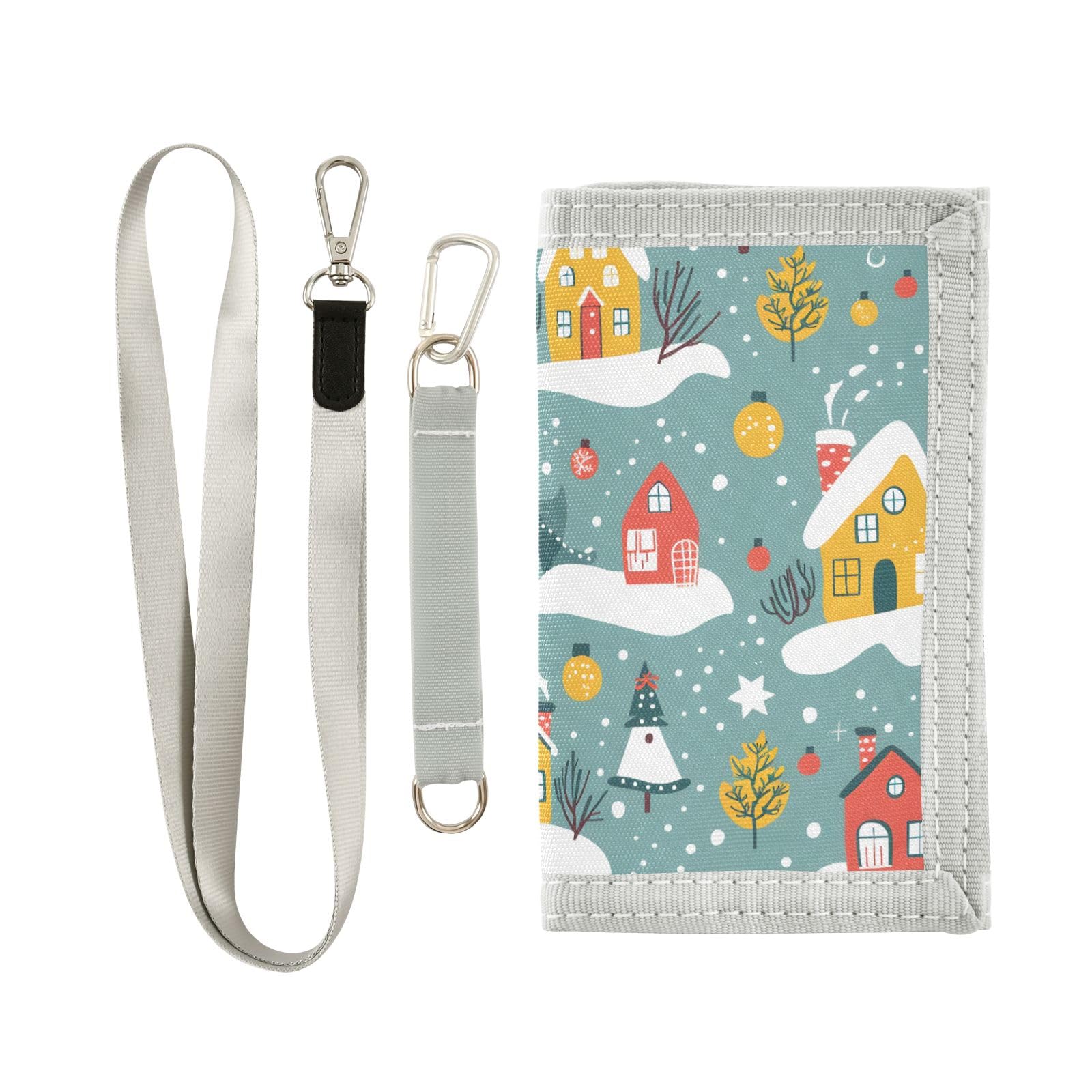 ALAZA Kids Wallets for Boys Girls Toddler Trifold Wallet Children Small Winter House Snow with Zipper Coin Pocket