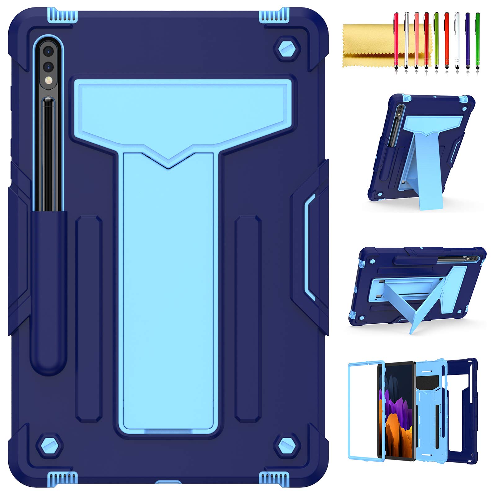 Shockproof Case for Samsung Galaxy Tab S8 2022/S7 2020 11", Techcircle Child Proof Heavy Duty Silicone Bumper Defender Hybrid Cover with 2 Angles