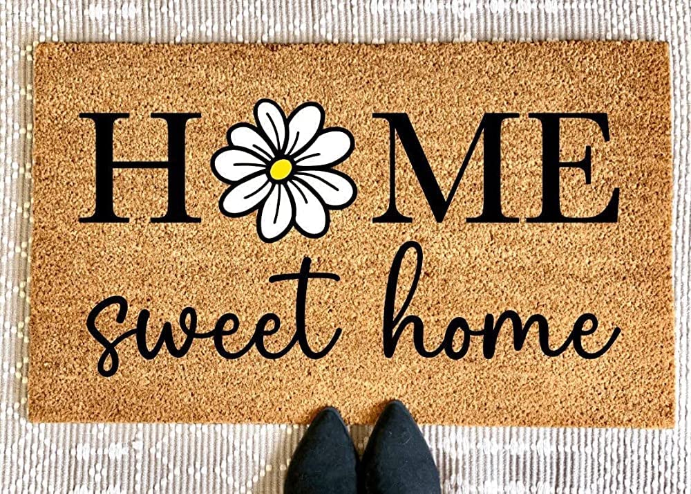 Home Sweet Home Daisy Doormat,Spring Doormat,Spring Porch Decoration,Non Slip Floor Mat for Home Bathroom Kitchen Entrance 36X24 Inch