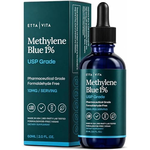 Methylene Blue Pharmaceutical Grade 99.99% Pure 1% Solution, 2oz Tincture
