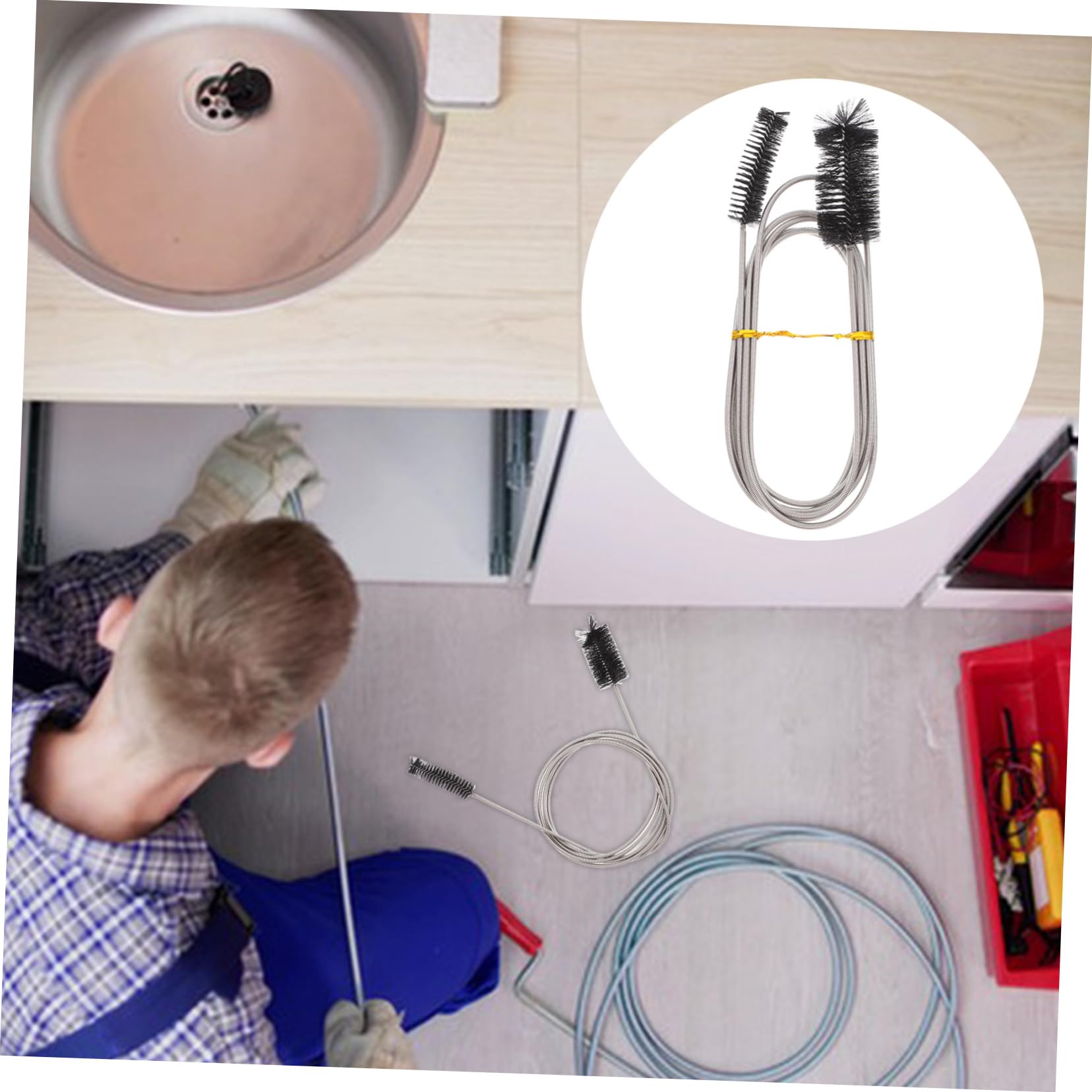 Levemolo Cleaning Brush Brush Tube Brush Fish Tank Cleaner Long Cleaner Hose Cleaning Brush Dual Head 2000mm