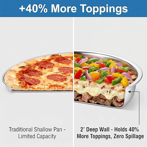 Miniatura 4 de Elsjoy Paquete de 4 bandejas de pizza profunda de acero inoxidable de 13 pulgadas, molde redondo grande para hornear pizza, plato de pizza