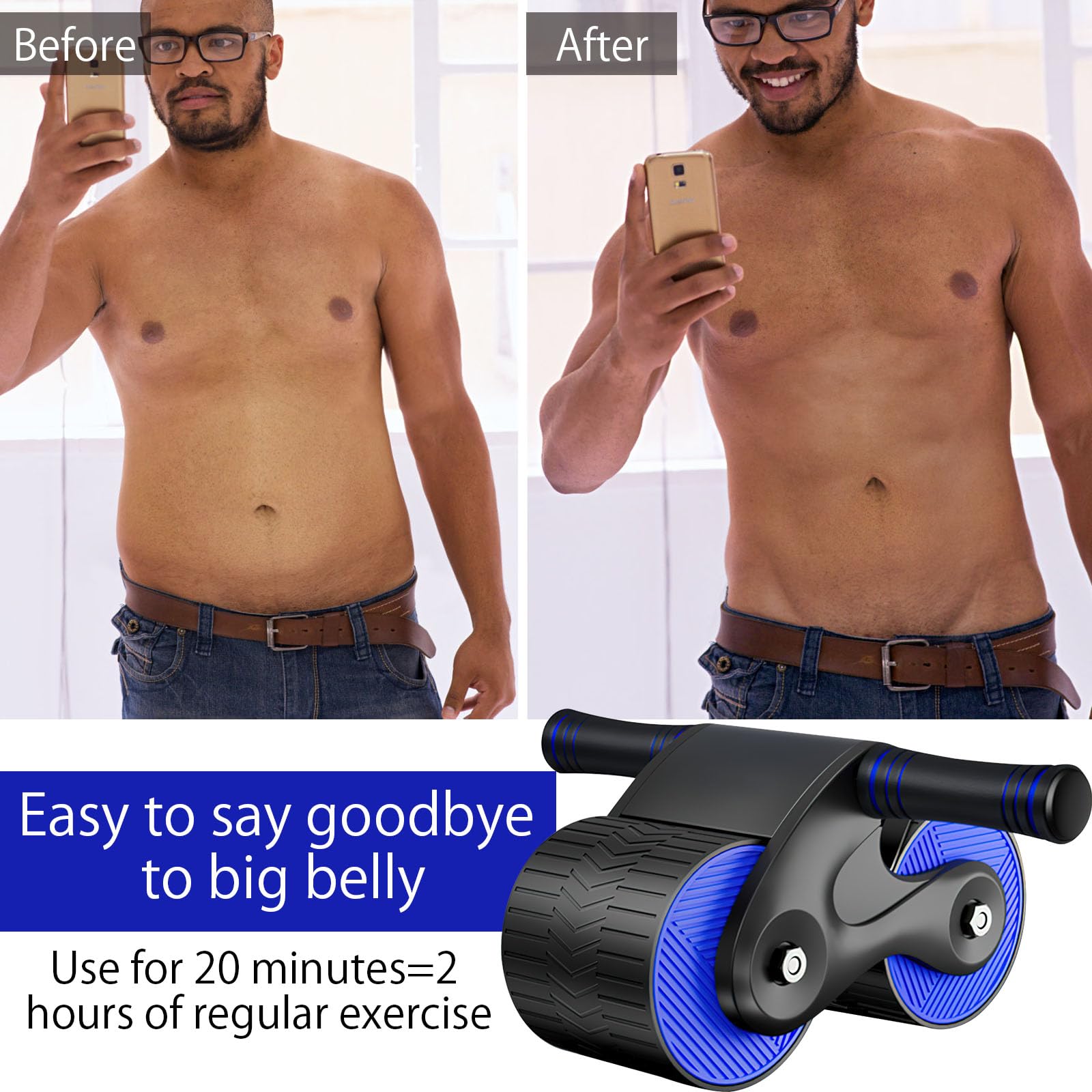 Ruota Addominale Con Rimbalzo Automatico - Attrezzo Per Allenamento Addominali Con Tappetino E Supporto Telefono