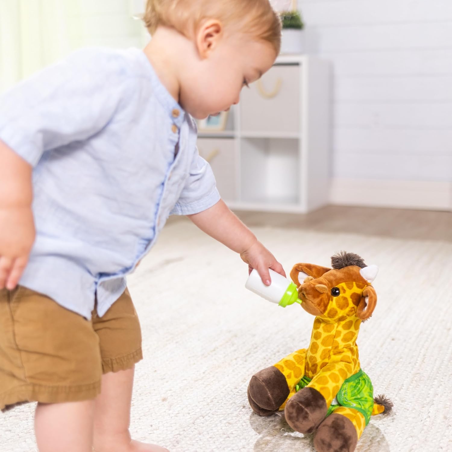 Melissa & Doug 11-Inch Baby Giraffe Plush Stuffed Animal with Pacifier, Diaper, Baby Bottle Toddler Animal Toys Ages 18+ Months image 7 of 9 B086F9C33J