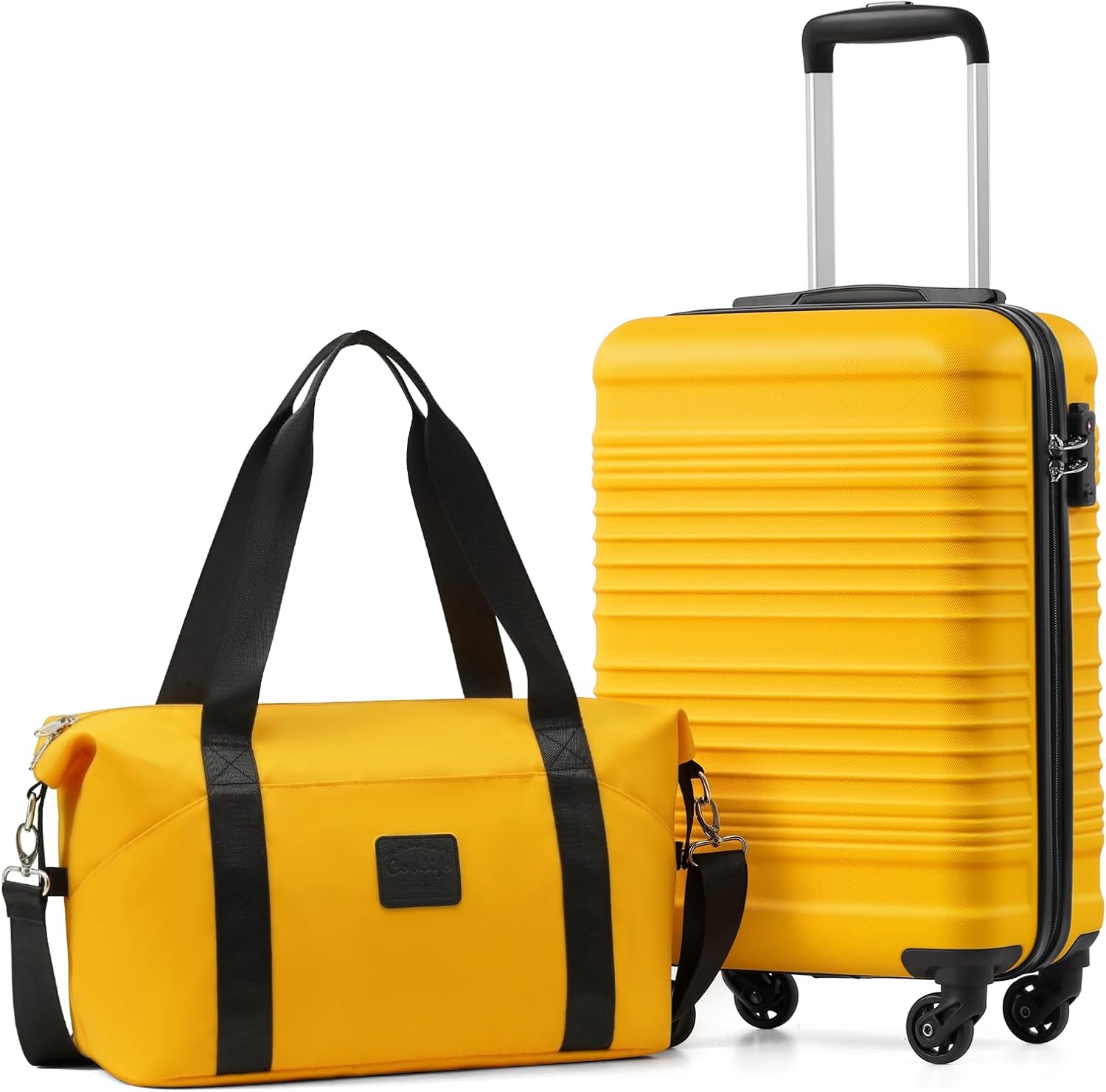 COOLIFE Kabinenkoffer 55x35x20cm voor Ryanair-vliegtuig, handbagage, handbagage, harde koffer met TSA-slot en 4 dubbele wielen, 2 jaar garantie, Roségoud, 55 x 40 x 20cm -Set 2tlg