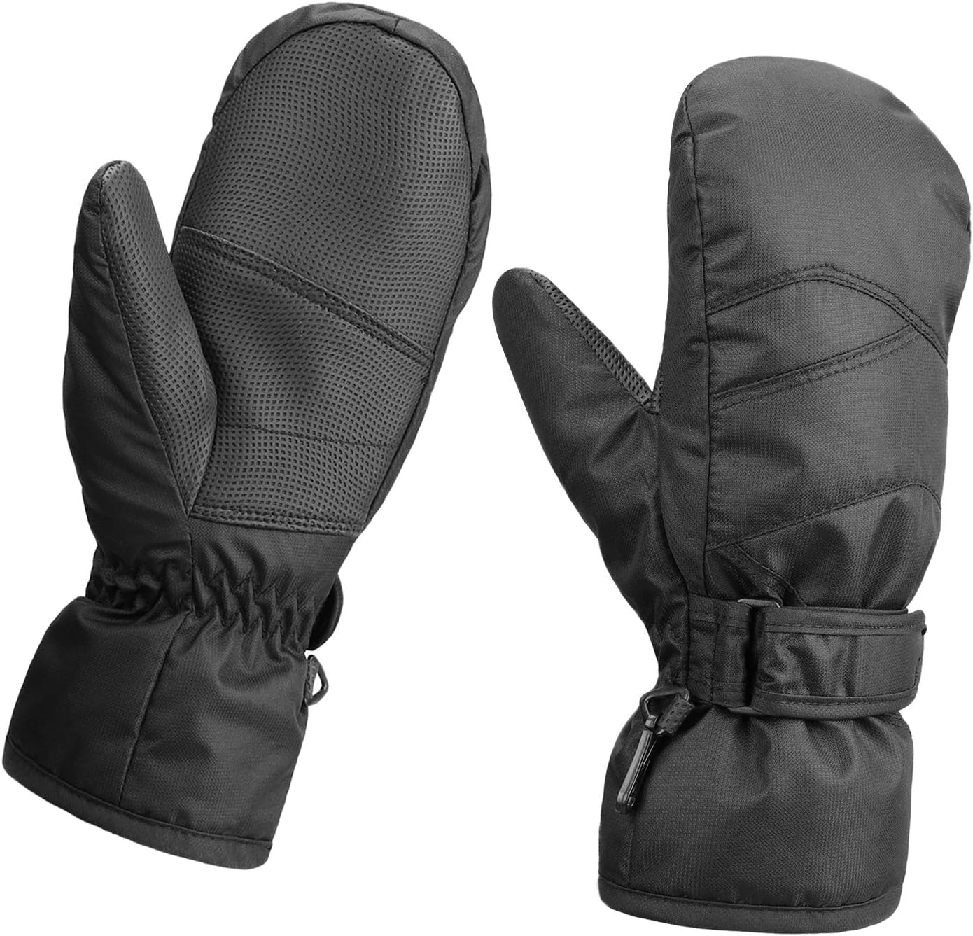 AMYIPO Kids Winter Snow Ski Gloves Children Snowboard Gloves for Boys Girls (Black (12-15 Years))