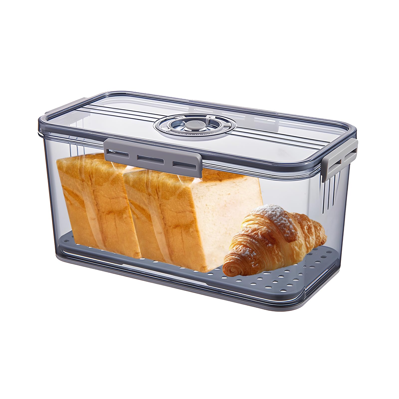 Bread Box for Kitchen Countertop, Airtight Loaf Bread Storage Time Recording Bread Box with Lid, Bread Storage Container, Storage Bin for Pastries Loaf, Donut and Cookies