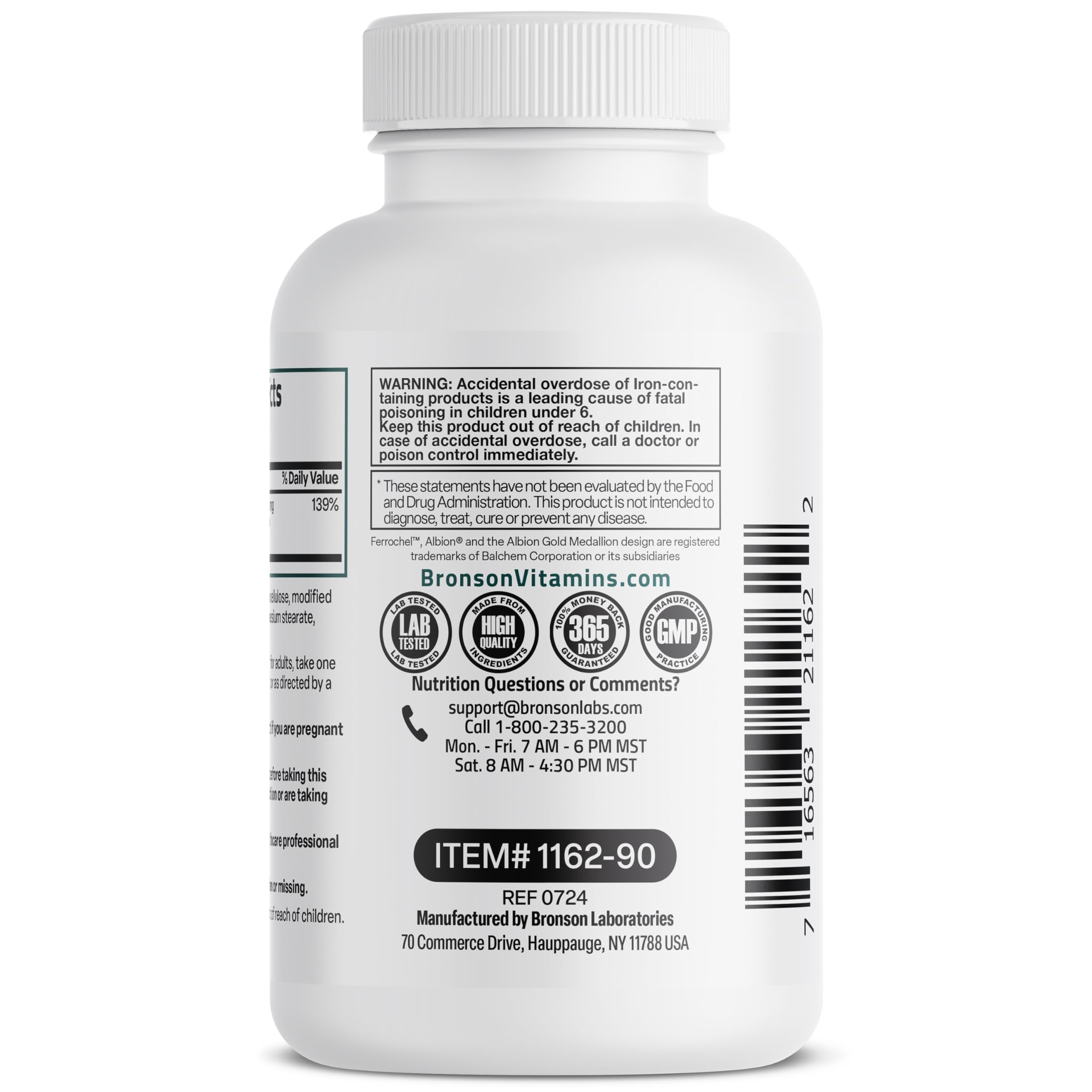 Bronson Iron Bisglycinate 25 mg, 90 Vegetarian Capsules — Amazon image 7